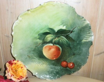Antique French Limoges Flambeau Hand Painted Fruit Plate 1900 Collectors Plate Antique wall plate