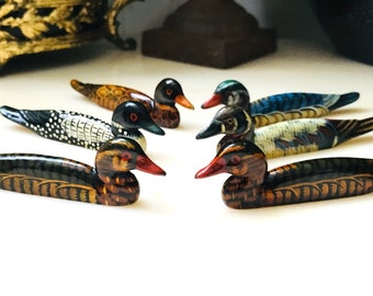 Duck Vintage Tableware 6 Zoomorphic Knife Rests in Lacquered Wood France 1970s