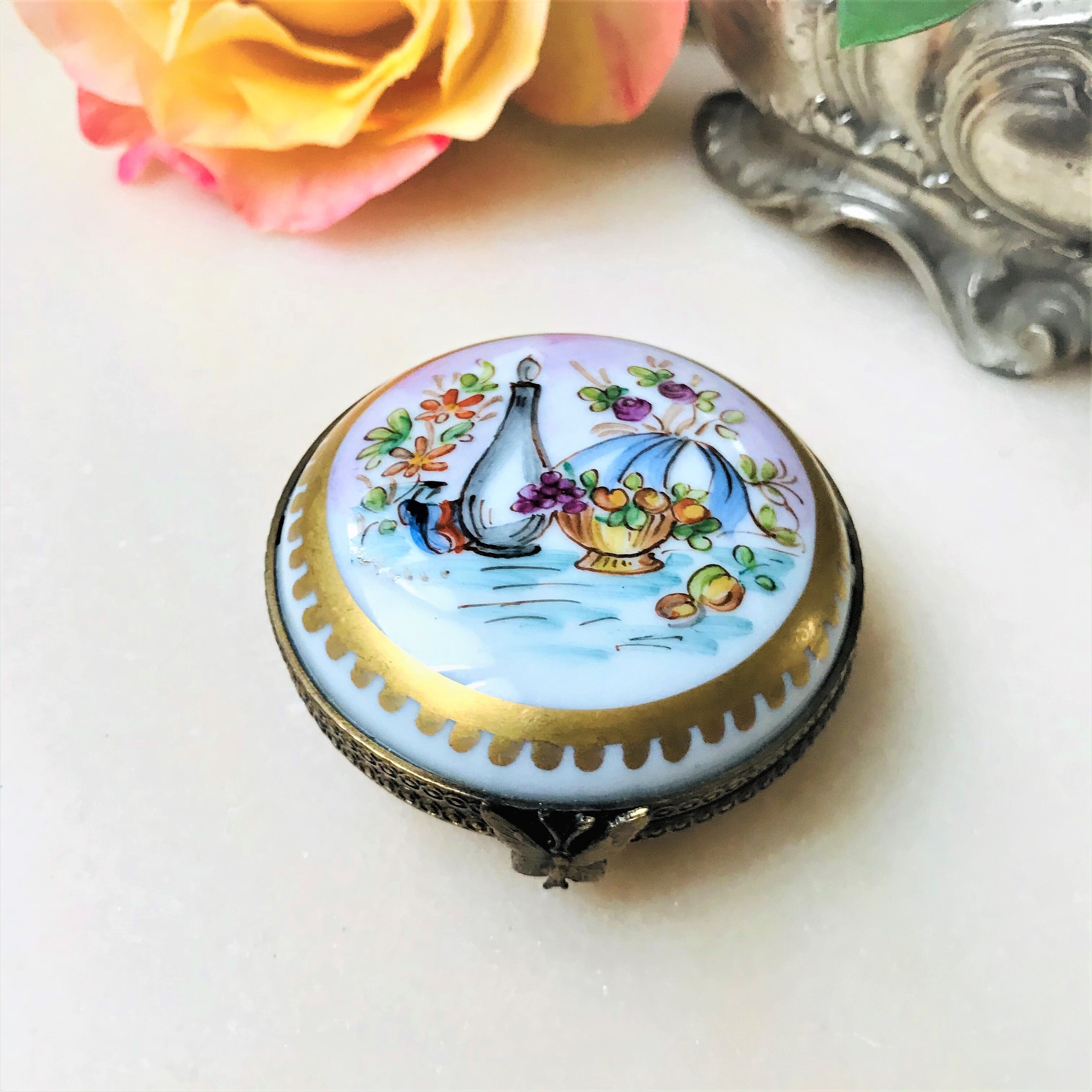 Vintage Trinket box Porcelaine de Limoges Le déjeuner | Etsy