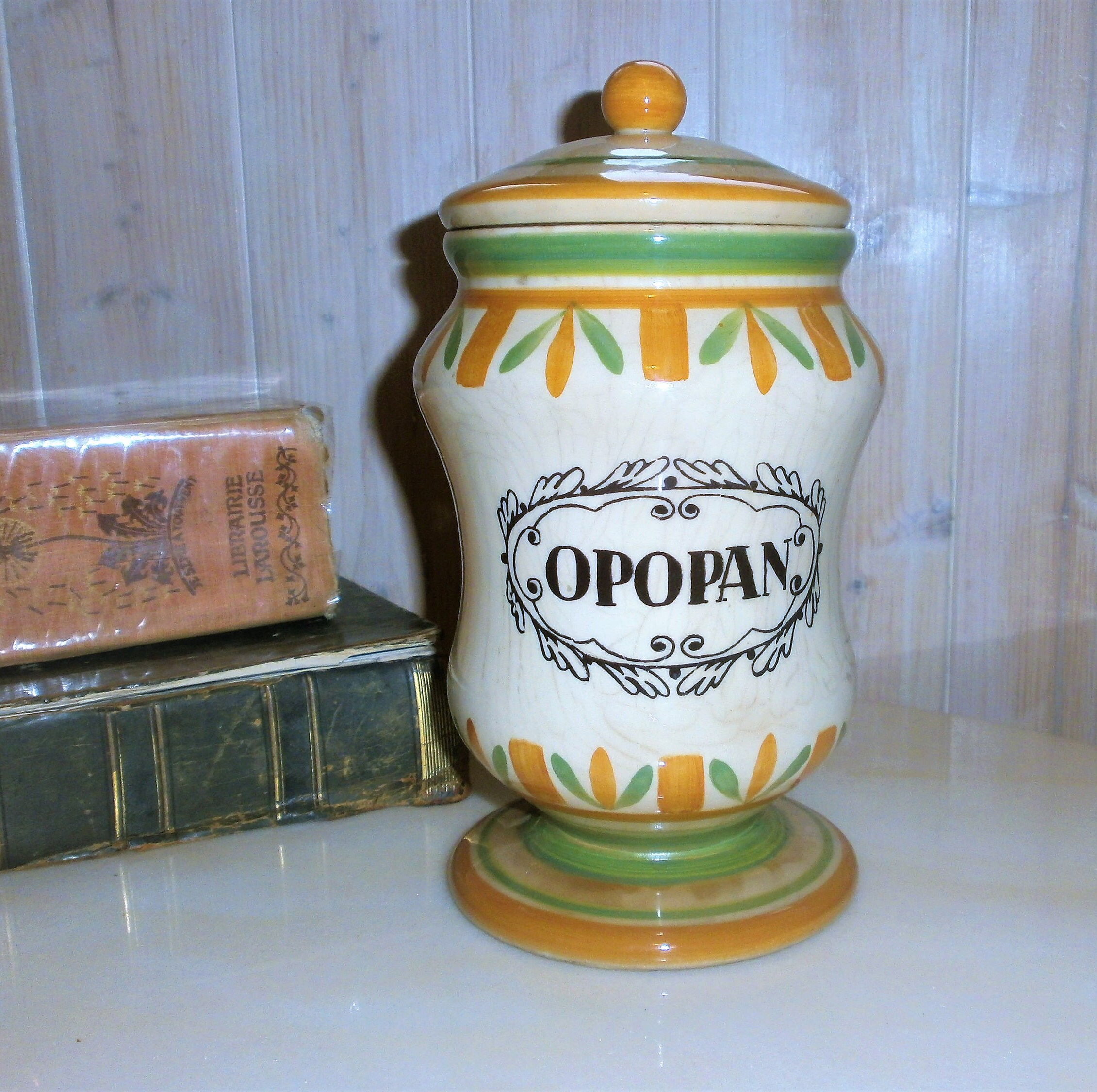 Français Vintage Pot d' Apothicaire//Opopan//French Apothecary Canister//Vintage Pharmacy Pot//Gien 