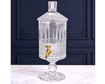 Crystal Absinthe Fountain, Vintage Heavy Crystal Diamond Cut French Luxury Barware