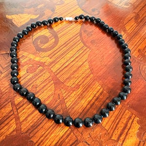 Vintage Summer Necklace from the 1930s, Black Glass Beads, Unique Retro Jewelry, Original Gift, Boho Chic Accessory