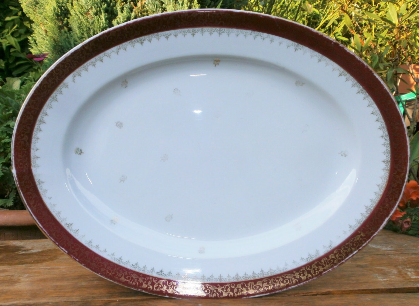 French Shabby Vintage Oval Dish Limoges Porcelain Charles Ahrenfeldt France - Vintage Plat Ovale Por