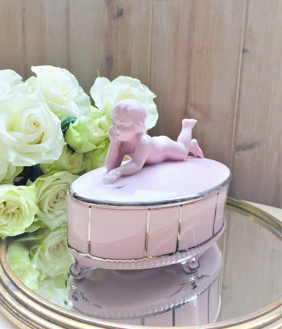 Boite A Bijoux Art Deco En Porcelaine Rose De Saxe Gem