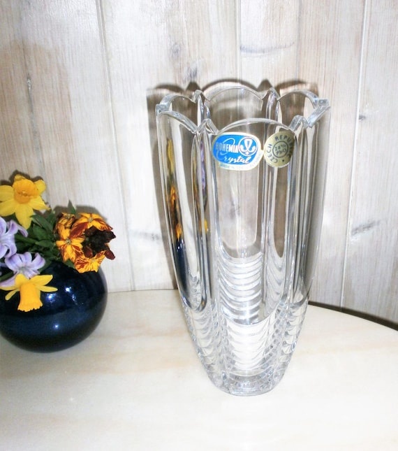 Vintage Bohemian Crystal Mud//Vase en Cristal de bohème//travail du cristal tchèque Gift