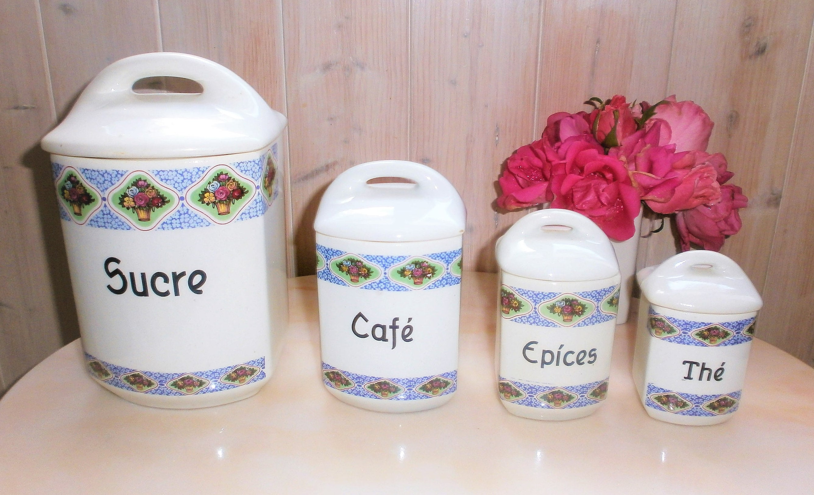 Pots à Épices Art Déco en Faïence Tchécoslovaque Décor Géométrique Gift