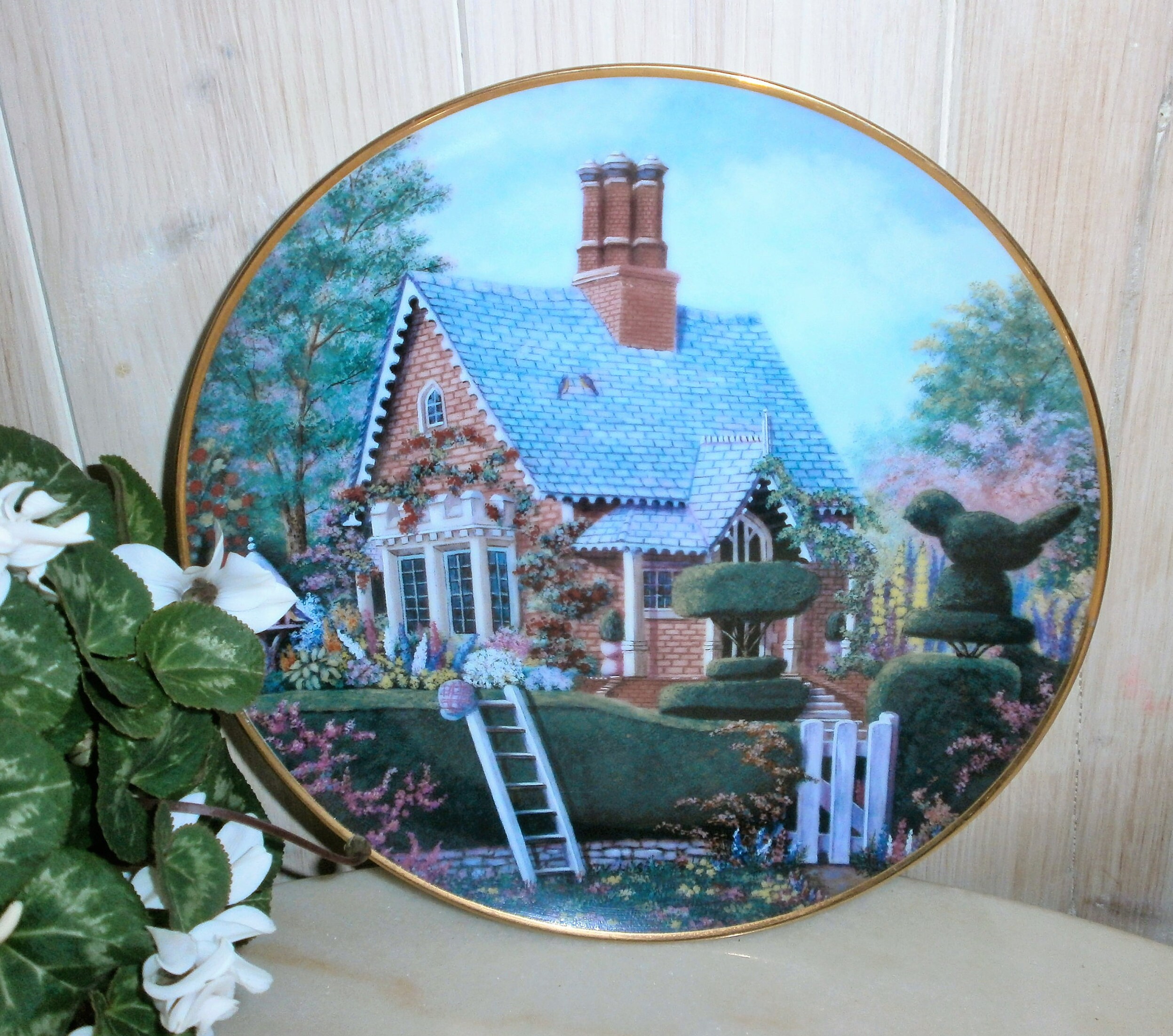 Franklin Mint Paradise Lodge Vintage Édition Limitée Plaque de Porcelaine Lilliput Lane Collector//A