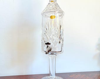 Majestic Absinthe Fountain all in Crystal, Cristallerie de Paris, faceted cut, Clover Silvered Tap, Vintage Barware Made in France 1950s