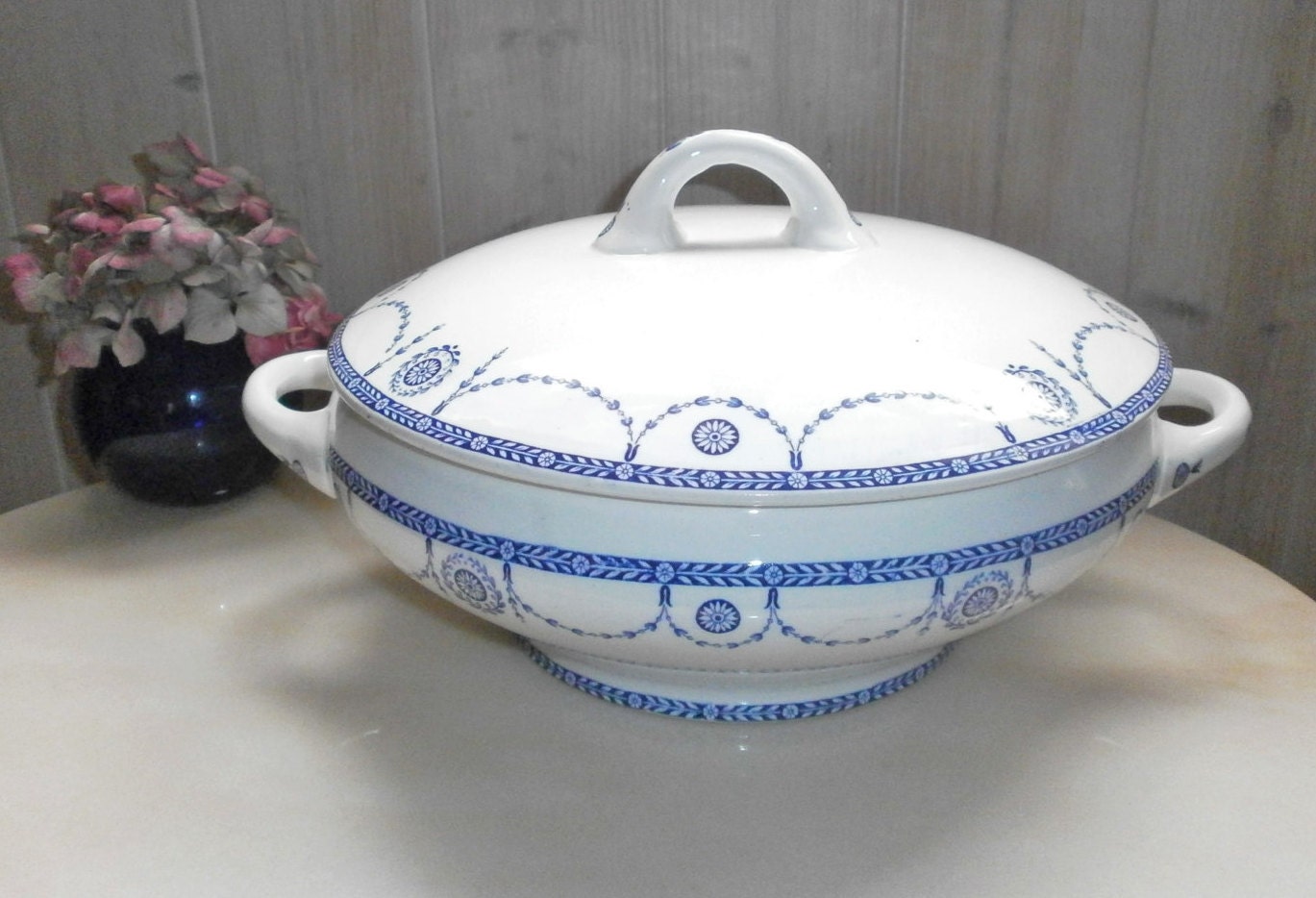 Antique Soupière Luneville Keller&guerin Modèle Bonaparte 19Ème