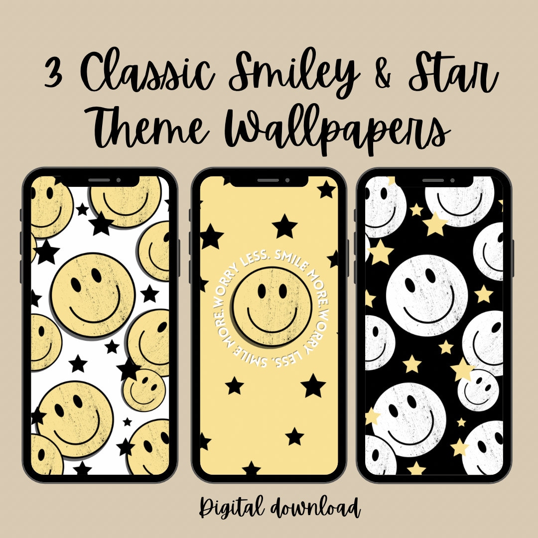 Smiley Star Themed Wallpaper For Iphone Backgrouns Etsy