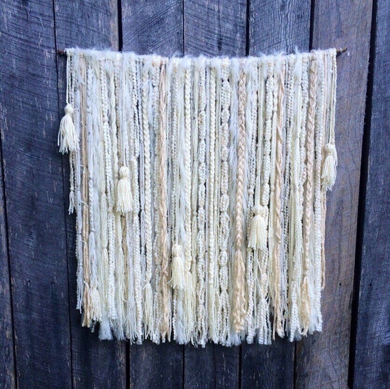 Large Winter White Yarn Wall Hang Etsy