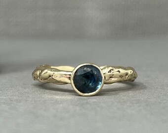 Sapphire and Gold Molten Engagement Ring