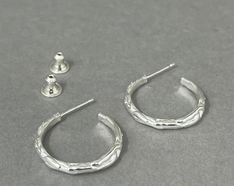 Medium Everyday Molten Silver Hoop Earrings