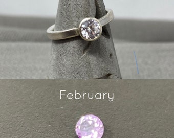 February birthstone, silver and amethyst ring, purple gemstone jewellery, engagement ring, free shipping, heirloom jewellery