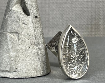 Large Teardrop Diamond Ring, Statement Cocktail Ring