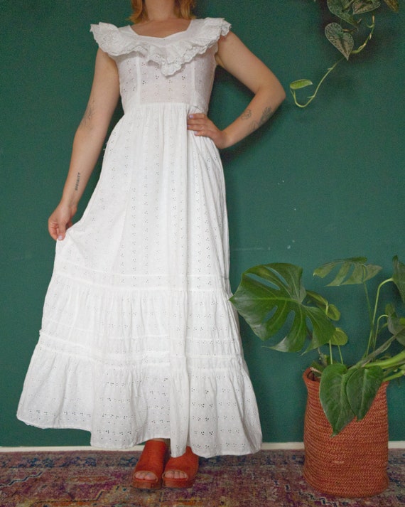 Vintage Cotton Broderie Anglaise Maxidress