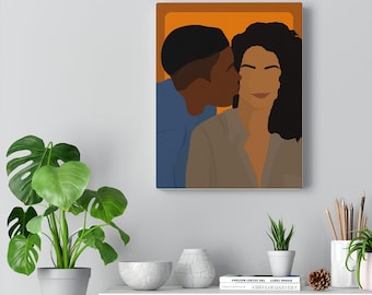 Different world canvas art | black couple | pop culture art | 90s vintage | black love