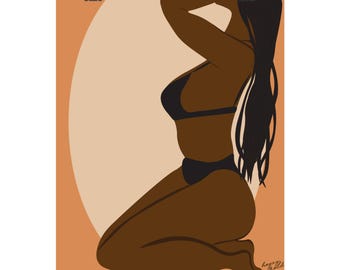 Its the body for me | Black woman art | body outline | black print | bikini art minimal art