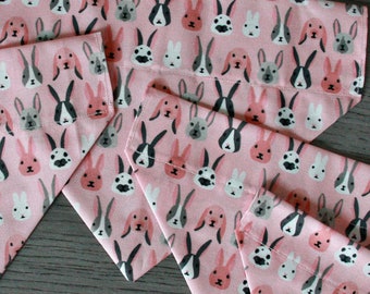 Pink Bunny Dog Bandana No Tie Bandana Over the Collar Bandana Easter