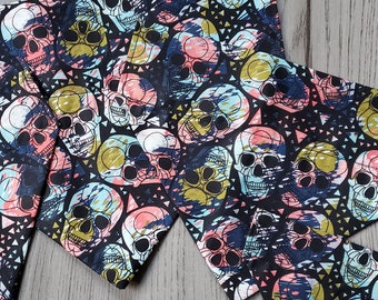 Geometric Skulls Dog Bandana Cat Bandana No Tie Bandana Over the Collar Bandana Slip On Bandana