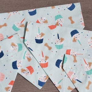 Blue Birthday Cupcake Dog Bandana Over the Collar Bandana