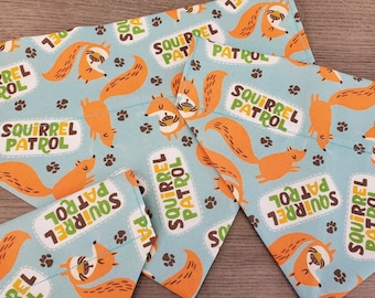 Squirrel Patrol Dog Bandana No Tie Bandana Over the Collar Bandana Slip On