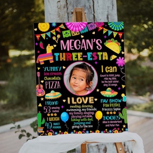 Editable Three-esta Birthday Party Board (1112)