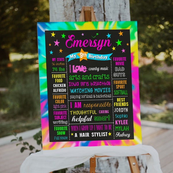 9th Birthday Milestone sign - 10th Party chalkboard - ANY AGE