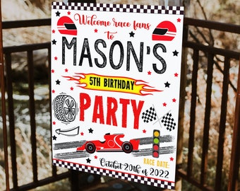 Editable Race Car Racing Birthday Party Welcome Sign - two fast Instant Download Template B51