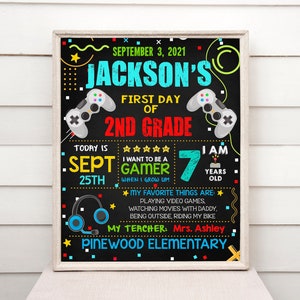 Gamer First day of school sign - Boys Gaming Last day 1st day of Preschool -Video Game Instant download template (sch7)
