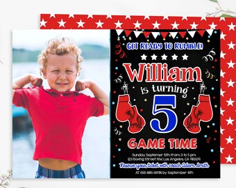 Boxing Birthday Party invitation - Editable Invite Template - Digital Instant Download (21-16)