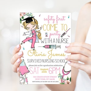Nurse graduation invitations - Funny grad RN invite (24-03)