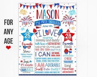 Fourth of july First Birthday Chalkboard Sign - Firecracker milestone poster - Patriotic Chalk board 4th of July Labor day (942)