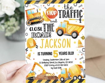 Under Construction Birthday invitation - Dump Truck Digger First 1st Party invite - Boy Instant download template digital (21-29)