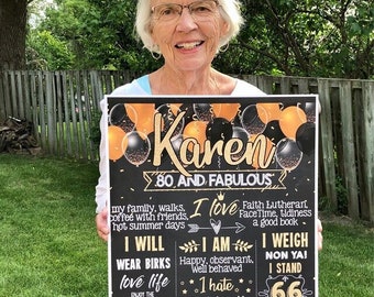 Adult Birthday chalkboard sign - cake smash party 30th 40th 50th chalk board poster banner milestone decorations Black gold balloons (917)