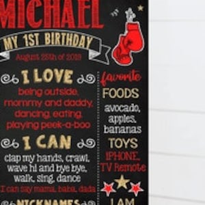 Boxing Birthday Milestone - Boxer themed Party Poster -  Editable Template - Digital Download - Chalkboard sign 1012)