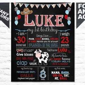 Cowboy Birthday chalkboard sign chalk board poster milestone banner Printable Cowgirl (255)