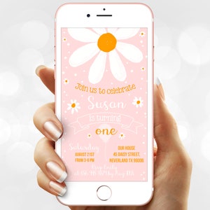 Digital Daisy Birthday Party Invitation - Electronic Daisy Girl e invite - Edit Instant template mobile evite (22-41)