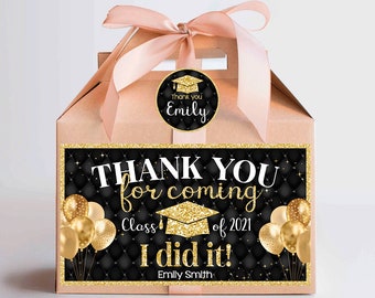Graduation decorations 2026 - Favor Gift box Label - B11