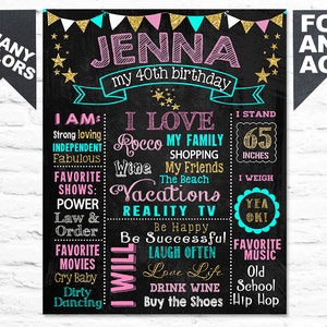 Printable ADULT 30th Birthday chalkboard sign 20th 40th 50th birthday board milestone cake smash fun gift for her (292)