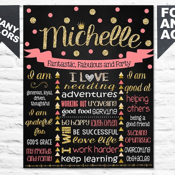 Printable Adult Birthday chalkboard sign cake smash chalk board poster banner milestone confetti 30th 40th 50th 60th woman gift (451)