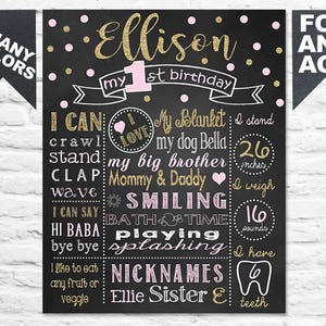 PRINTABLE Confetti First Birthday chalkboard sign - 1st bday chalk board poster milestone (383)