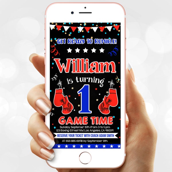 Boxing Birthday Digital Invitation - Boxing Party text invite template - Instant download for a boy (21-15evite)