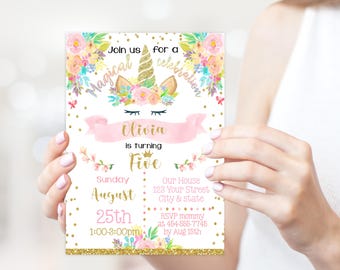 Printable Unicorn birthday party invitation - Digital template (2018-4)