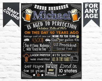 Beer Mugs 50th Birthday Party Chalkboard sign milestone - ANY AGE - Printable(112)