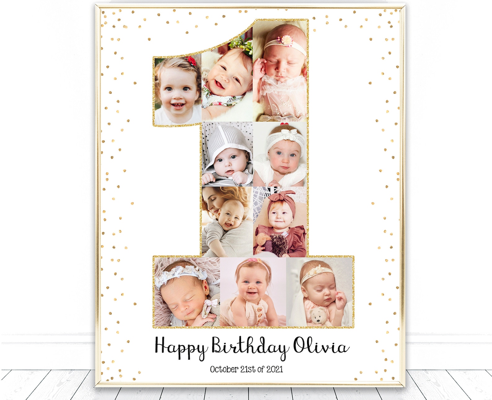First Birthday Collage Template 1st Party Photo Sign Poster Etsy Australia