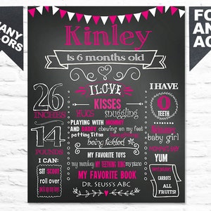 Printable half birthday 6 months Birthday Party chalk board milestone poster banner sign chalkboard (134)