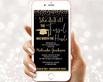 Digital Graduation Party Invitation Template - Text Senior Graduation Announcement (21-10evite)