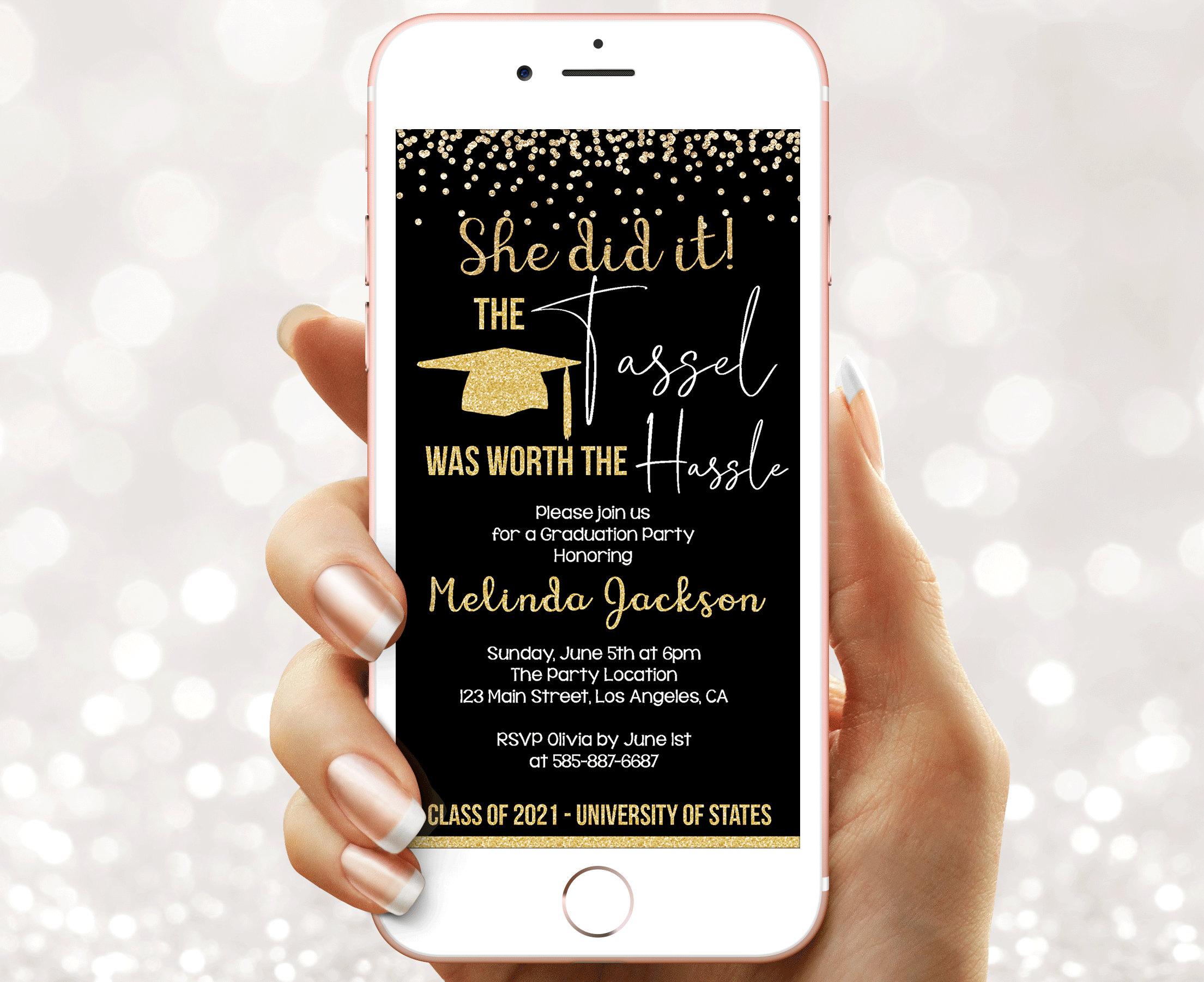 Digital Graduation Party Invitation Template - Text Senior Graduation ...