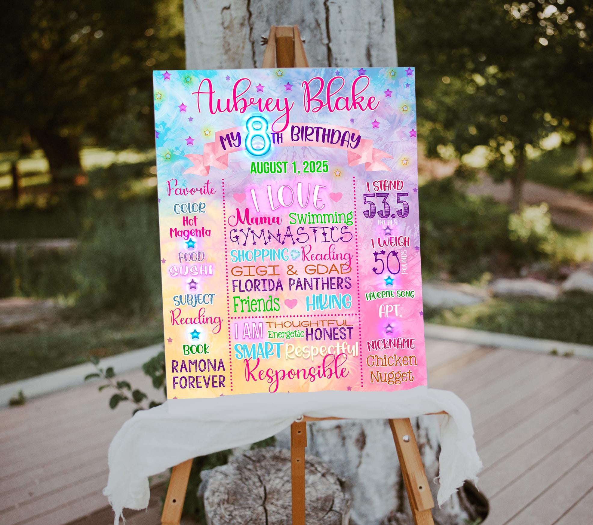 The Birthday ポスター 8th Birthday Party Custom Milestone Sign Board or Poster - ANY AGE